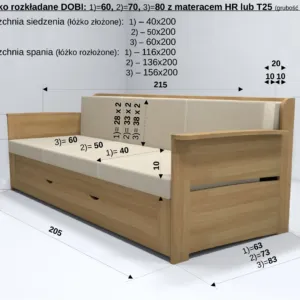 Łóżko rozsuwane DOBI z materacem wysokoelastycznym - obrazek 7
