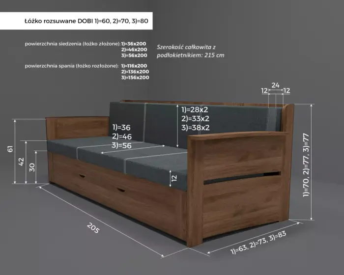 Łóżko rozsuwane DOBI z materacem wysokoelastycznym - obrazek 7