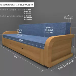 Łóżko rozkładane KAMA z materacem HR plus Visco - obrazek 5
