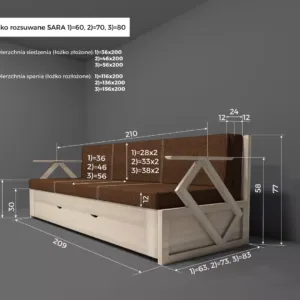 Łóżko rozsuwane SARA z materacem HR plus VISCO - obrazek 5